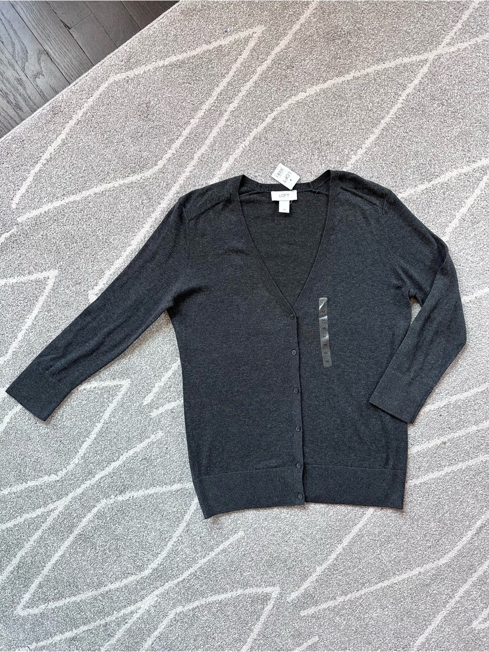 LOFT Charcoal Gray Boyfriend Cardigan